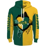 north dakota state bison heartbeat graphic green hoodie best selling