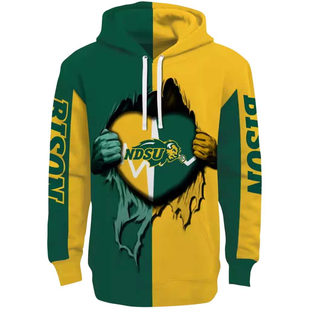 north dakota state bison heartbeat graphic green hoodie best selling north dakota state bison heartbeat graphic green hoodie best selling