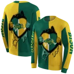 north dakota state bison heartbeat graphic green hoodie best selling