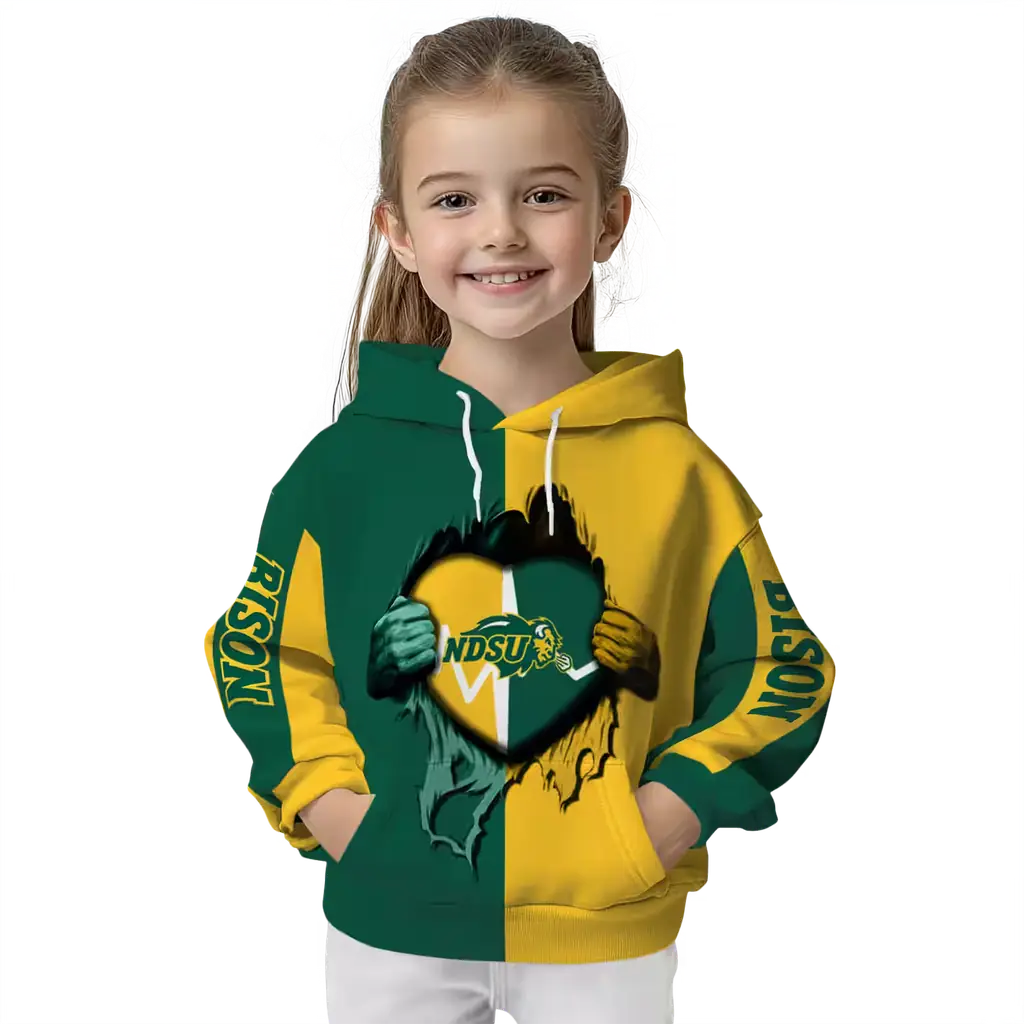 north dakota state bison heartbeat graphic green hoodie top rated north dakota state bison heartbeat graphic green hoodie top rated
