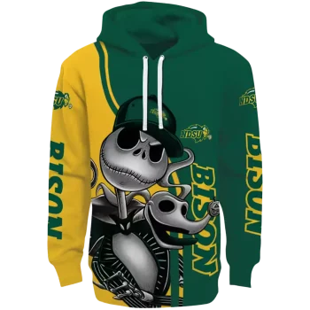 north dakota state bison jack skellington green hoodie best selling