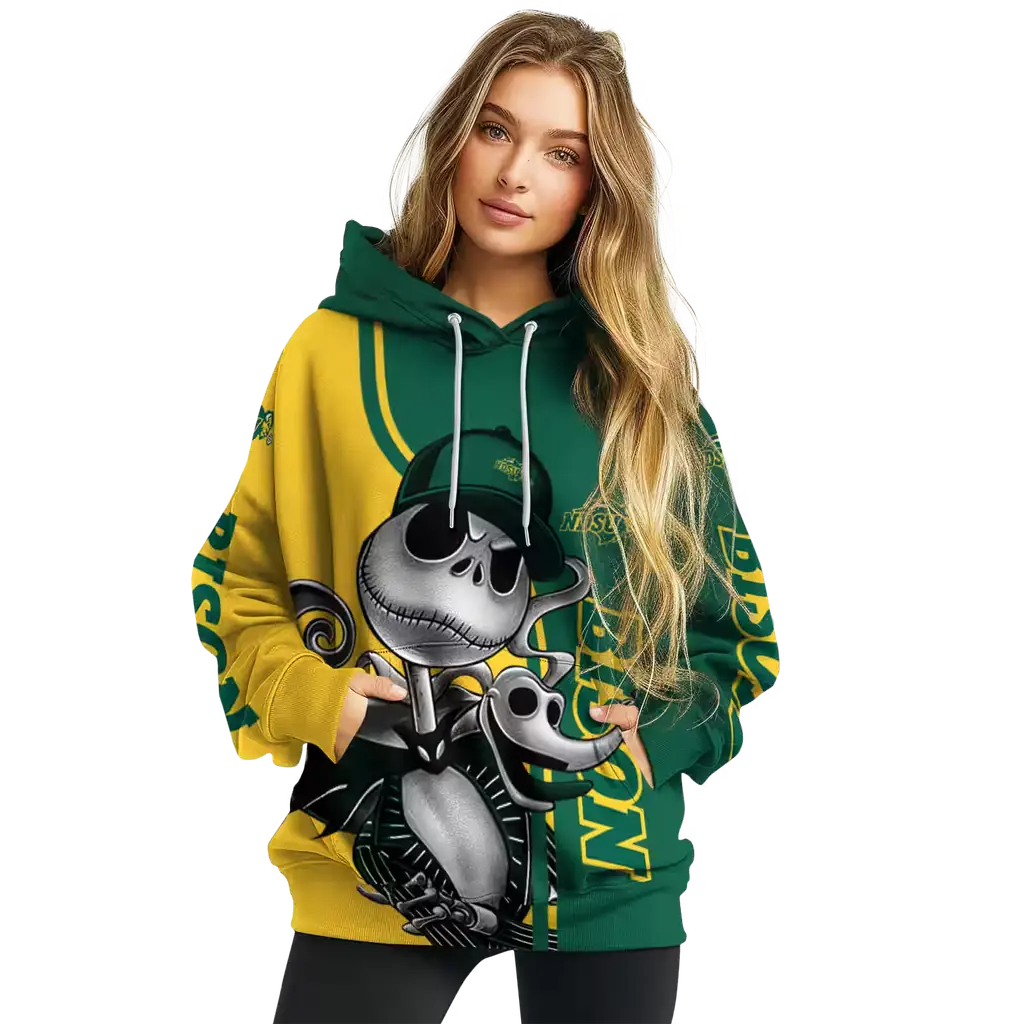 north dakota state bison jack skellington green hoodie high quality north dakota state bison jack skellington green hoodie high quality