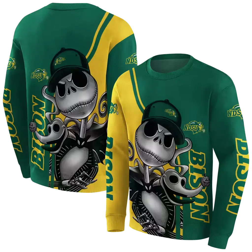 north dakota state bison jack skellington green hoodie premium grade north dakota state bison jack skellington green hoodie premium grade