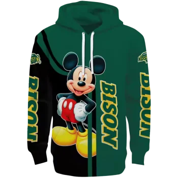 north dakota state bison mickey mouse green black hoodie best selling