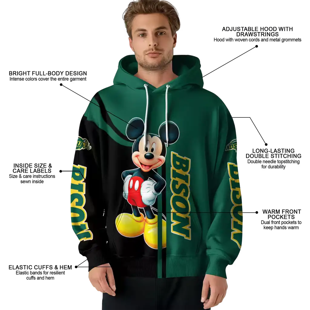 north dakota state bison mickey mouse green black hoodie latest model north dakota state bison mickey mouse green black hoodie latest model