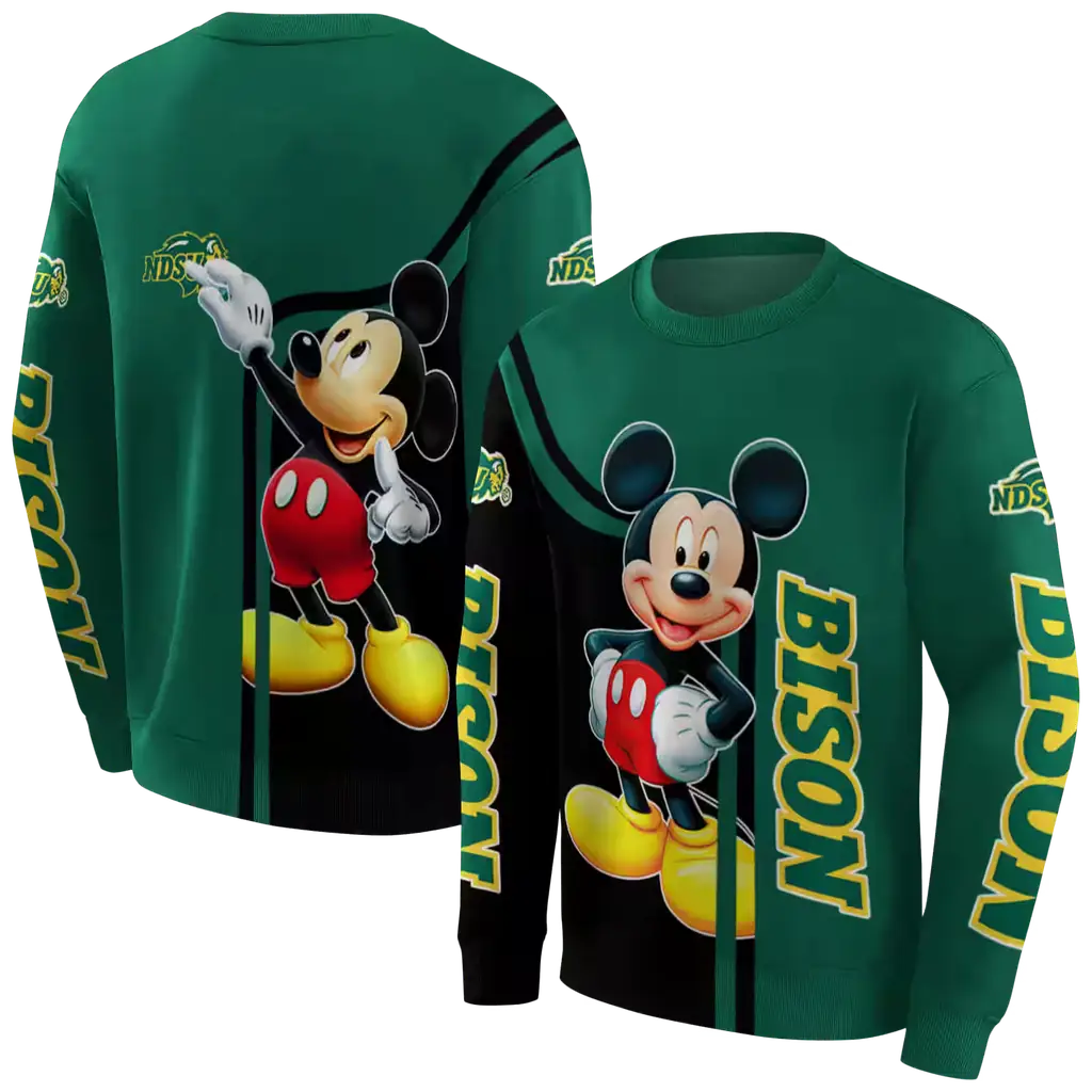 north dakota state bison mickey mouse green black hoodie premium grade north dakota state bison mickey mouse green black hoodie premium grade