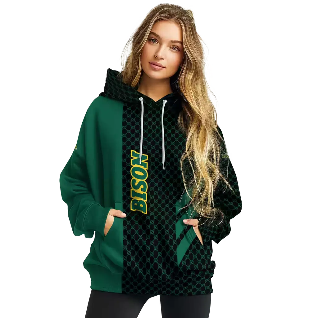 north dakota state bison monogram pattern green hoodie high quality north dakota state bison monogram pattern green hoodie high quality