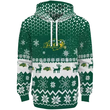 north dakota state bison reindeer motif green hoodie best selling