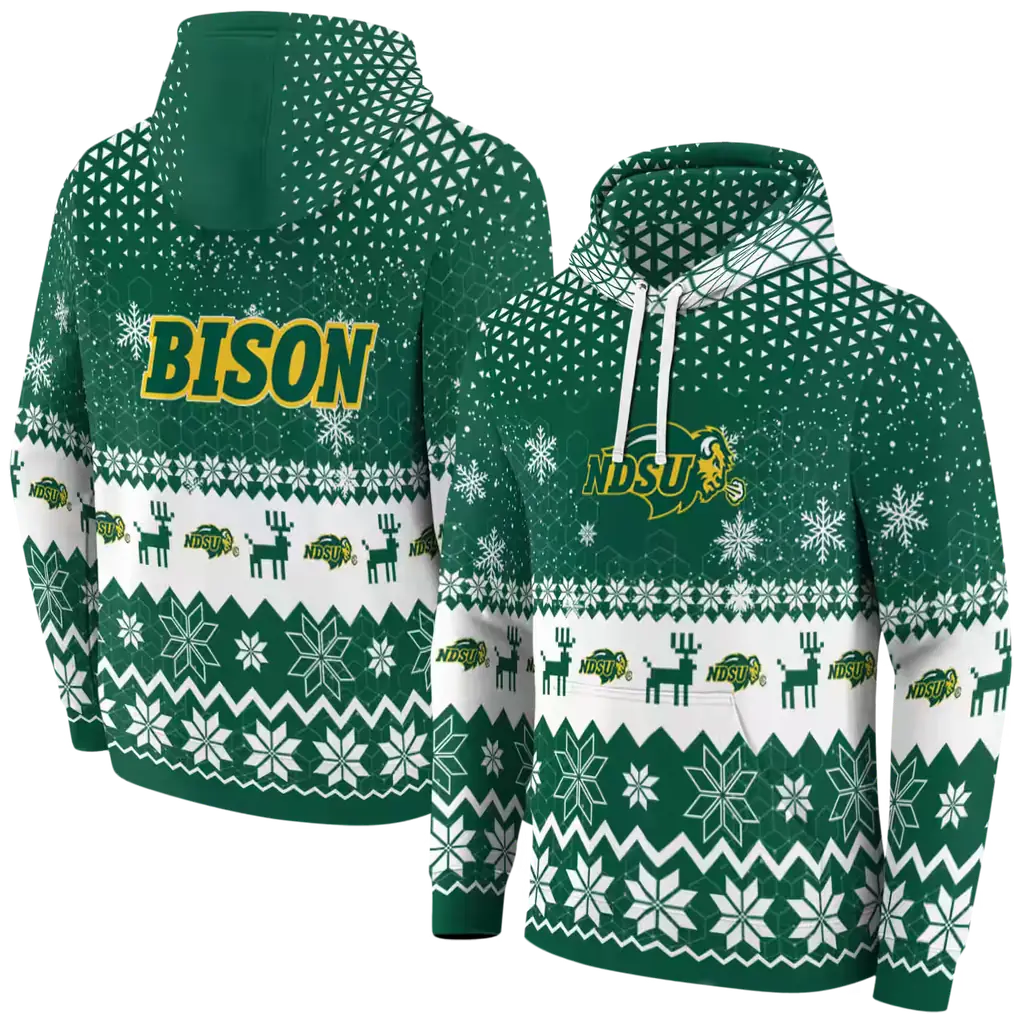 north dakota state bison reindeer motif green hoodie fashion forward north dakota state bison reindeer motif green hoodie fashion forward