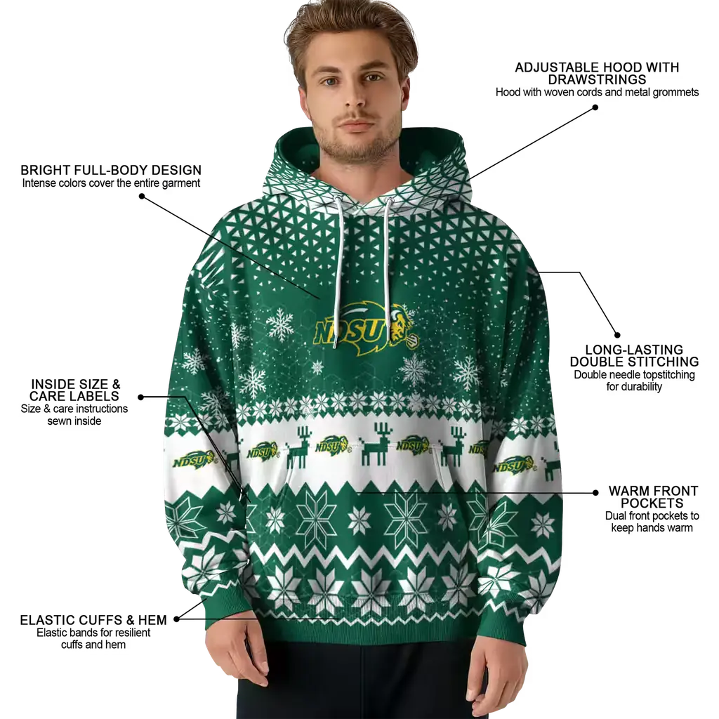 north dakota state bison reindeer motif green hoodie latest model north dakota state bison reindeer motif green hoodie latest model
