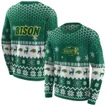 north dakota state bison reindeer motif green hoodie best selling