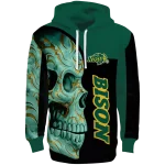 north dakota state bison skull motif green black hoodie best selling