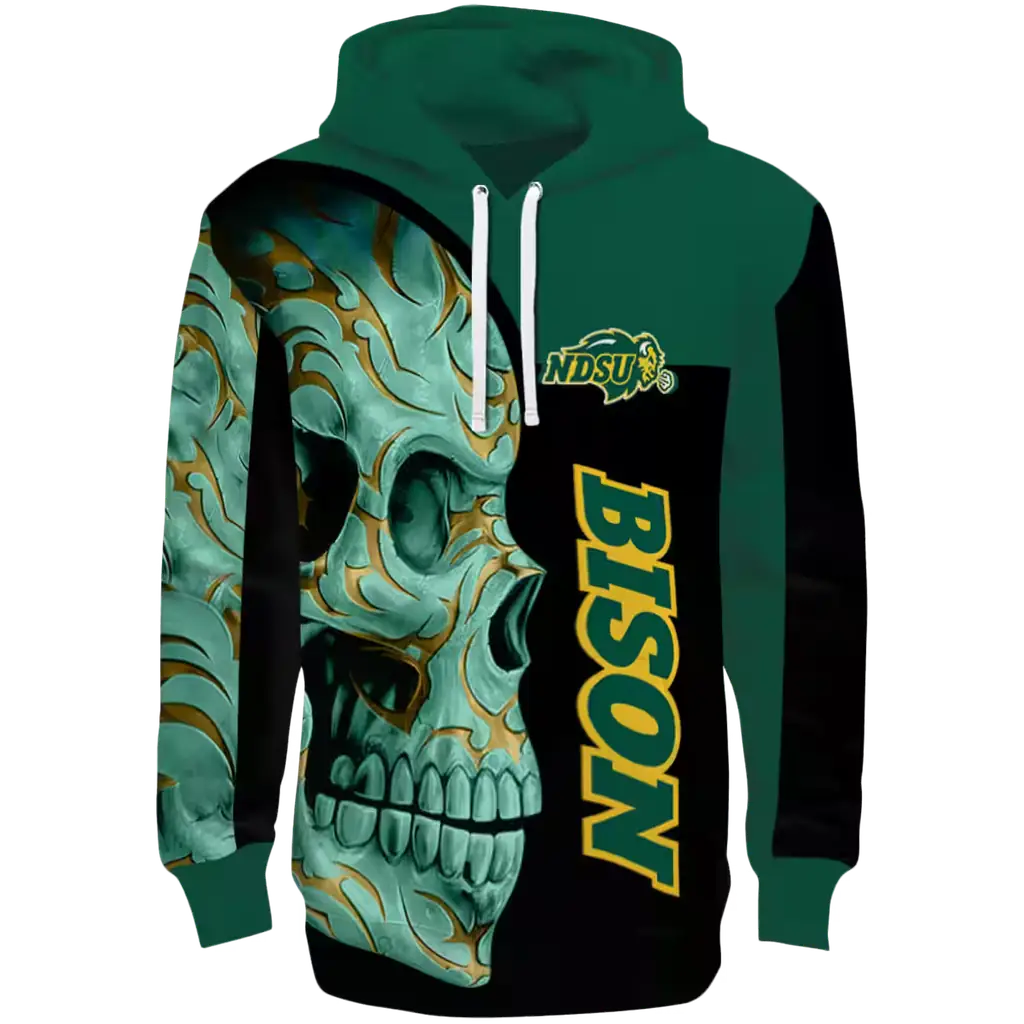 north dakota state bison skull motif green black hoodie best selling north dakota state bison skull motif green black hoodie best selling