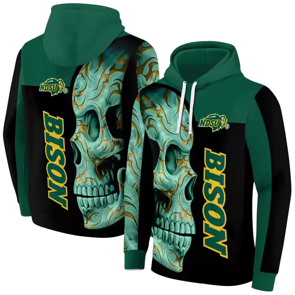 north dakota state bison skull motif green black hoodie fashion forward north dakota state bison skull motif green black hoodie fashion forward