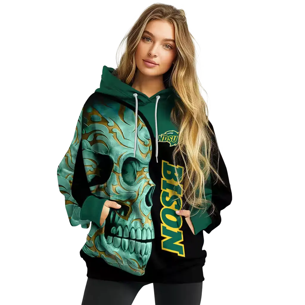 north dakota state bison skull motif green black hoodie high quality north dakota state bison skull motif green black hoodie high quality