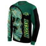 north dakota state bison skull motif green black hoodie best selling