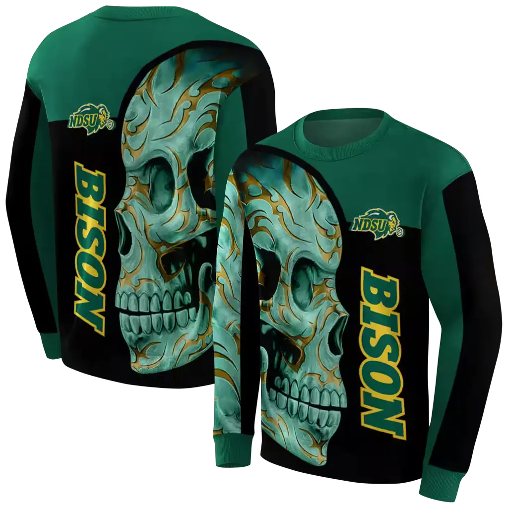 north dakota state bison skull motif green black hoodie premium grade north dakota state bison skull motif green black hoodie premium grade