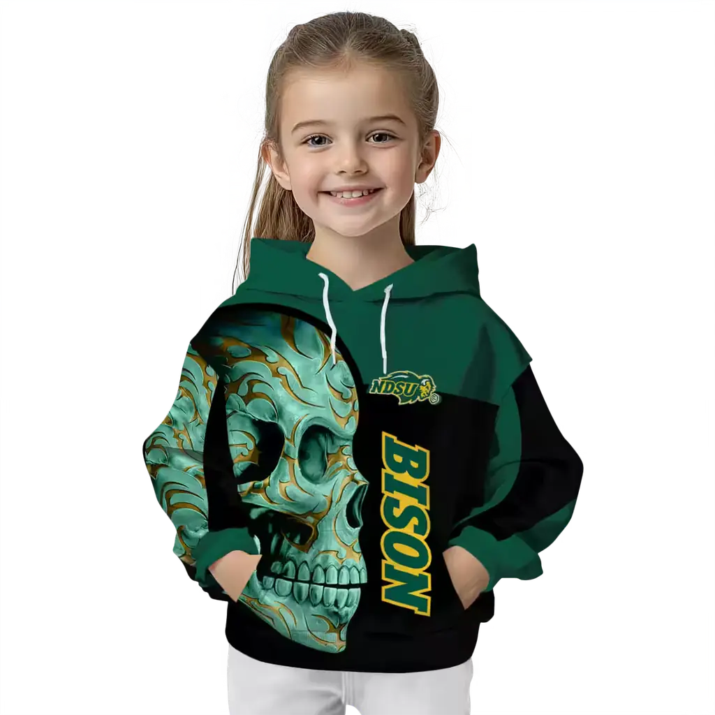 north dakota state bison skull motif green black hoodie top rated north dakota state bison skull motif green black hoodie top rated