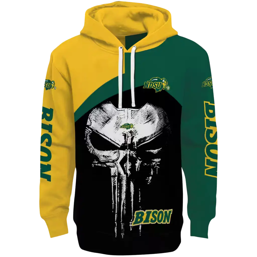 north dakota state bison skull punisher yellow black hoodie best selling north dakota state bison skull punisher yellow black hoodie best selling