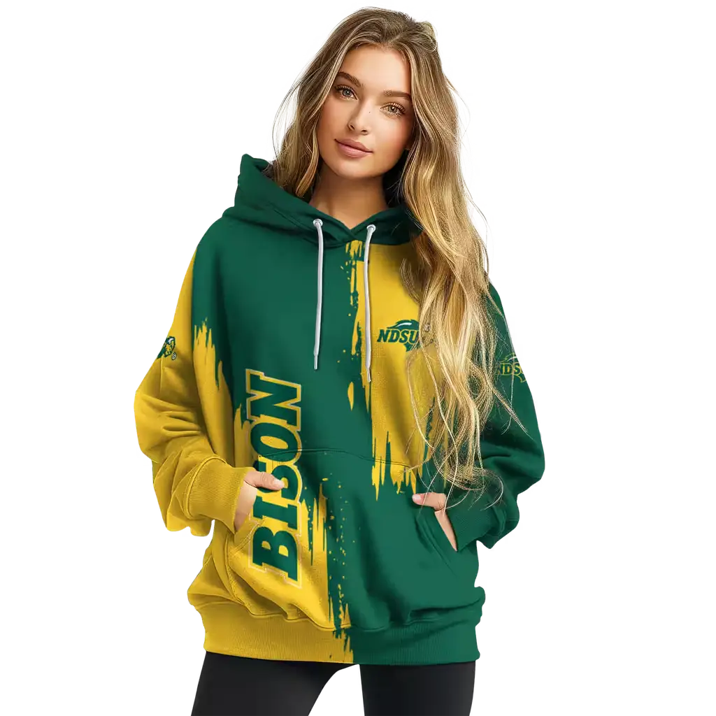 north dakota state bison splatter effect green hoodie high quality north dakota state bison splatter effect green hoodie high quality