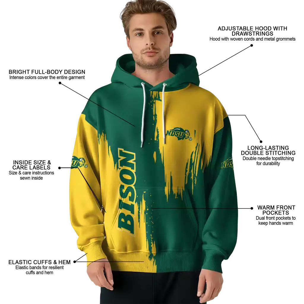 north dakota state bison splatter effect green hoodie latest model north dakota state bison splatter effect green hoodie latest model
