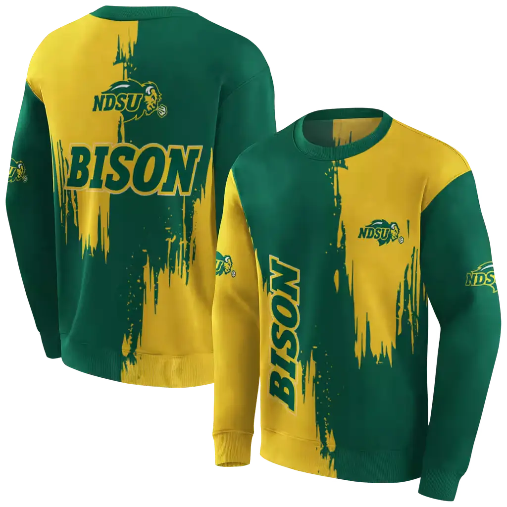 north dakota state bison splatter effect green hoodie premium grade north dakota state bison splatter effect green hoodie premium grade