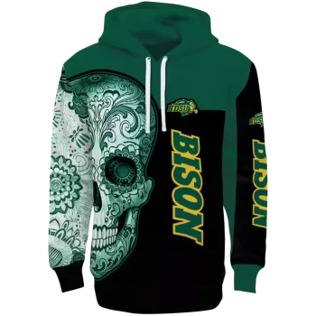 north dakota state bison sugar skull green black hoodie best selling