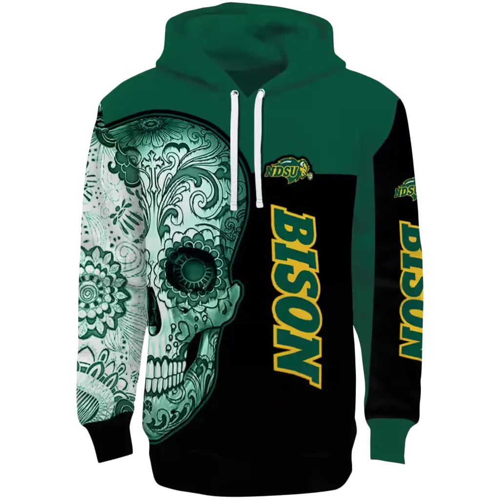 north dakota state bison sugar skull green black hoodie best selling north dakota state bison sugar skull green black hoodie best selling