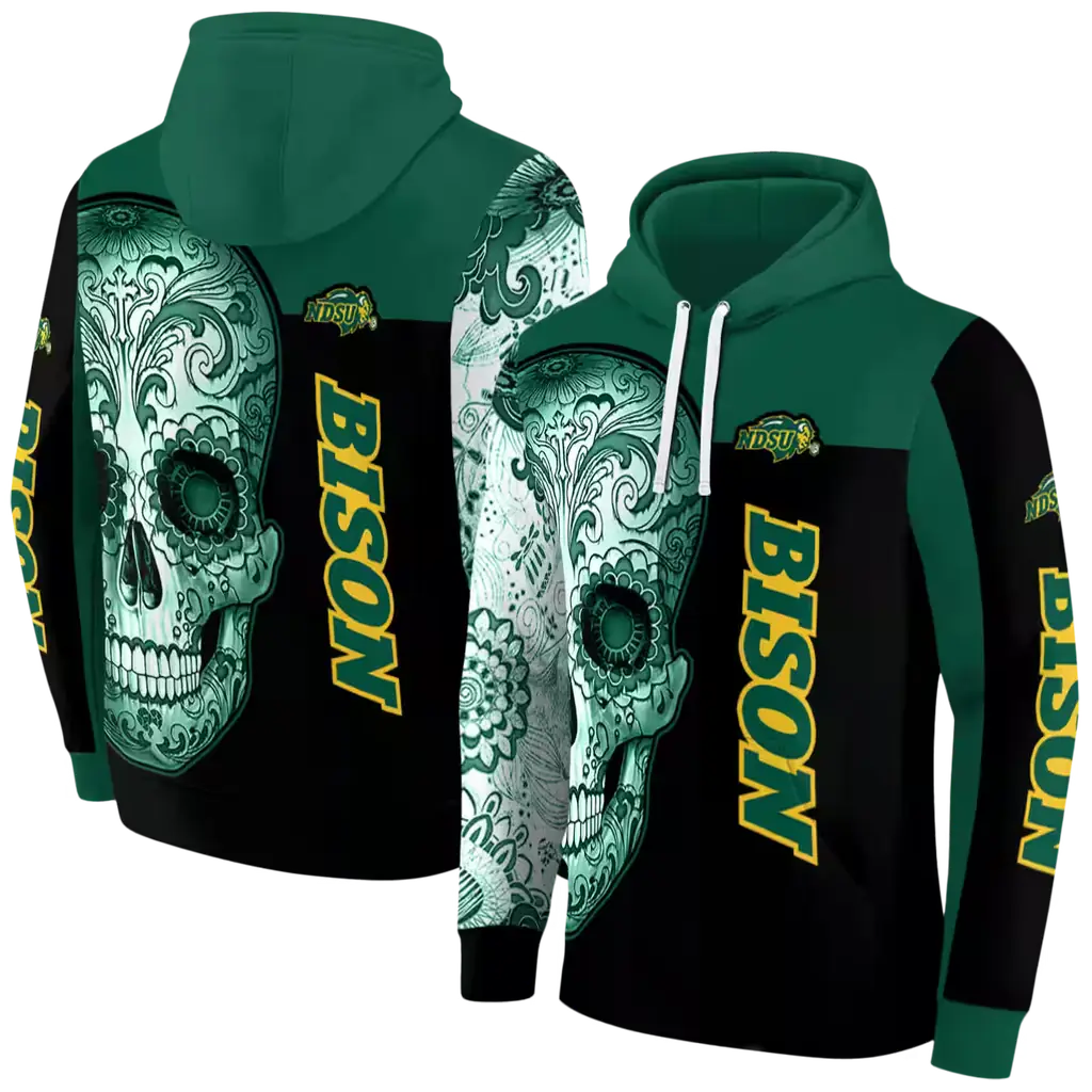 north dakota state bison sugar skull green black hoodie fashion forward north dakota state bison sugar skull green black hoodie fashion forward