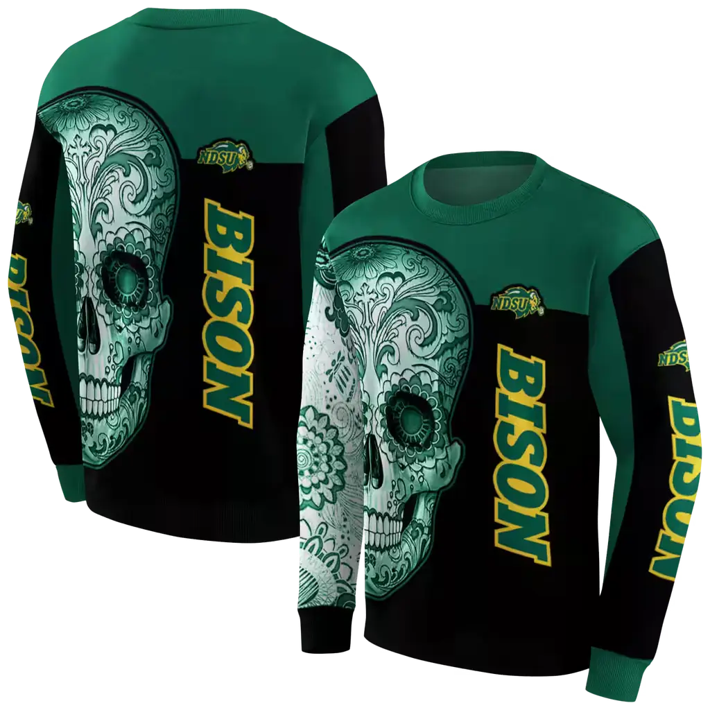 north dakota state bison sugar skull green black hoodie premium grade north dakota state bison sugar skull green black hoodie premium grade