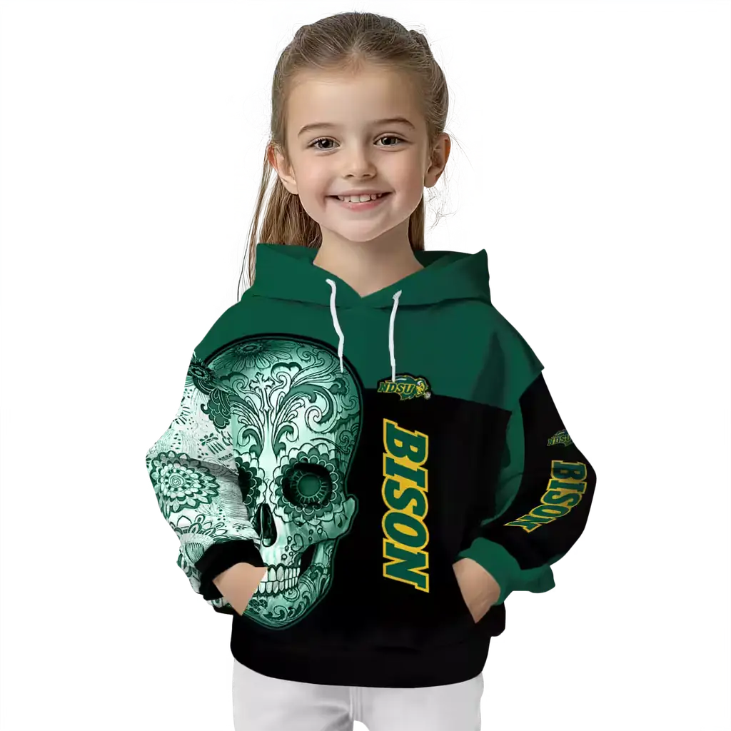 north dakota state bison sugar skull green black hoodie top rated north dakota state bison sugar skull green black hoodie top rated