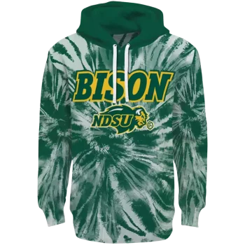 north dakota state bison tie dye pattern green hoodie best selling