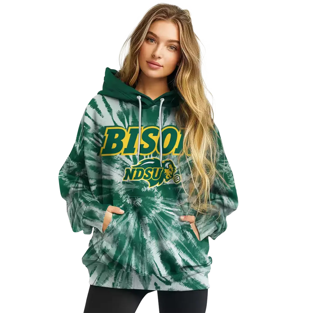 north dakota state bison tie dye pattern green hoodie high quality north dakota state bison tie dye pattern green hoodie high quality