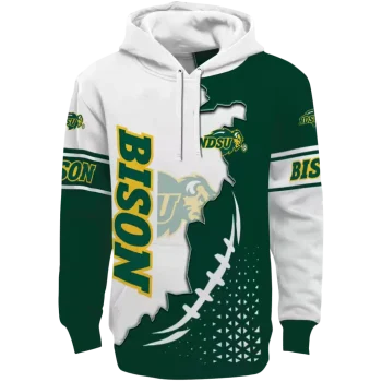 north dakota state bison triangular pattern green white hoodie best selling