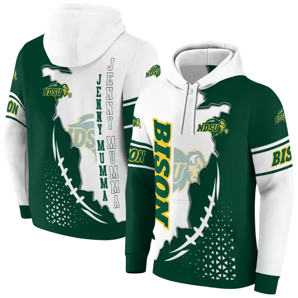 north dakota state bison triangular pattern green white hoodie fashion forward north dakota state bison triangular pattern green white hoodie fashion forward