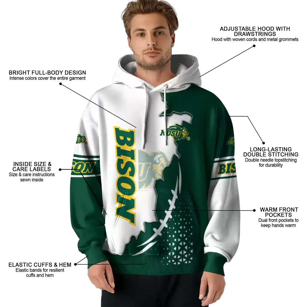 north dakota state bison triangular pattern green white hoodie latest model north dakota state bison triangular pattern green white hoodie latest model