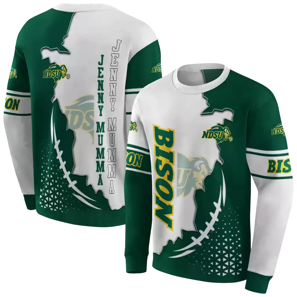 north dakota state bison triangular pattern green white hoodie premium grade north dakota state bison triangular pattern green white hoodie premium grade