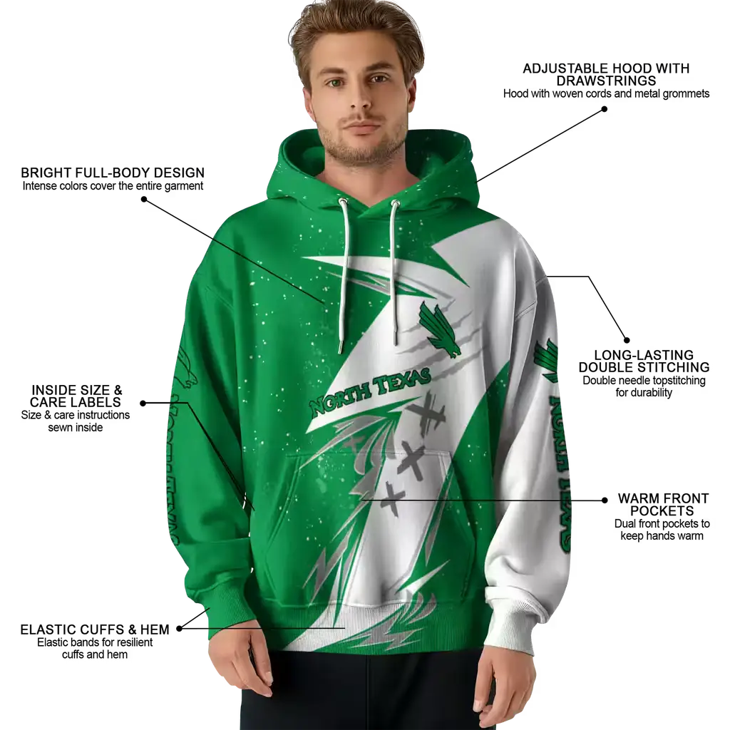 north texas mean green dynamic slash green white hoodie latest model north texas mean green dynamic slash green white hoodie latest model