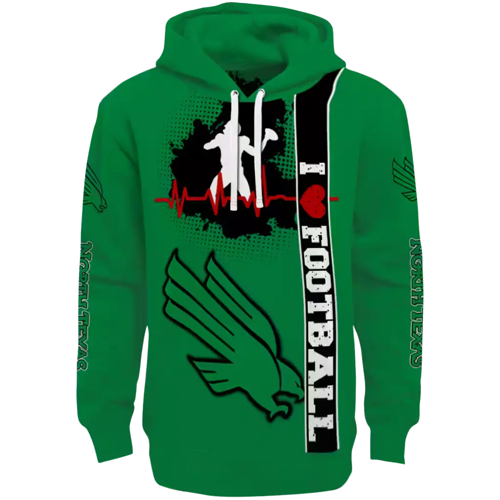 north texas mean green football heartbeat green hoodie best selling north texas mean green football heartbeat green hoodie best selling
