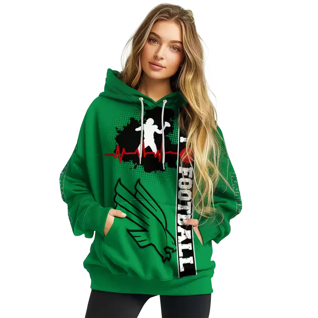north texas mean green football heartbeat green hoodie high quality north texas mean green football heartbeat green hoodie high quality
