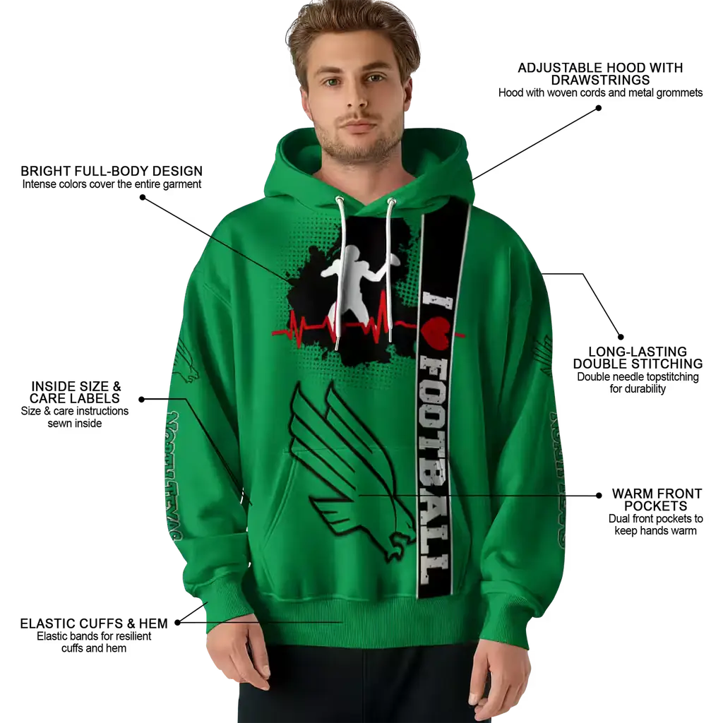 north texas mean green football heartbeat green hoodie latest model north texas mean green football heartbeat green hoodie latest model