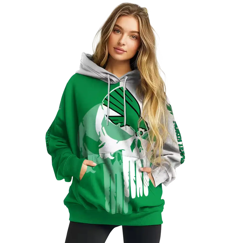 north texas mean green graphic punisher green white hoodie high quality north texas mean green graphic punisher green white hoodie high quality