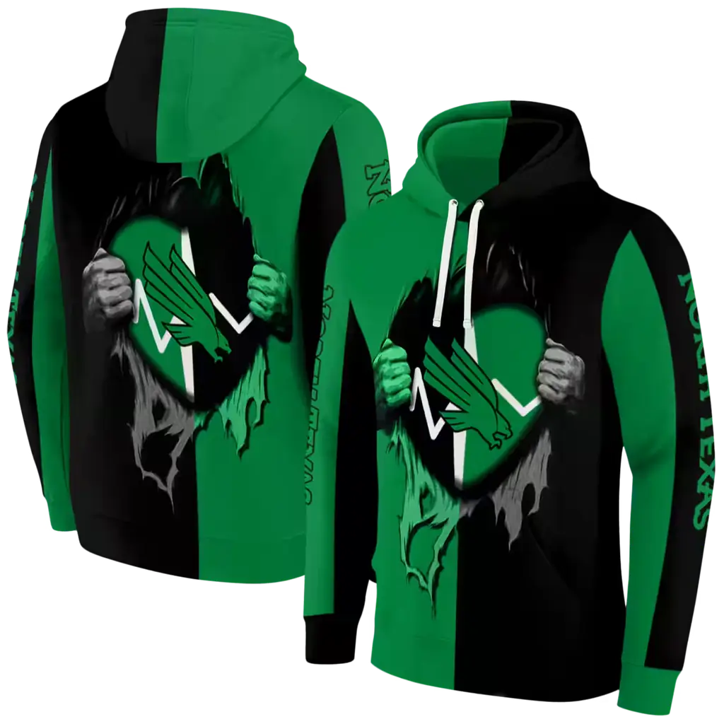 north texas mean green heartbeat graphic green hoodie fashion forward north texas mean green heartbeat graphic green hoodie fashion forward