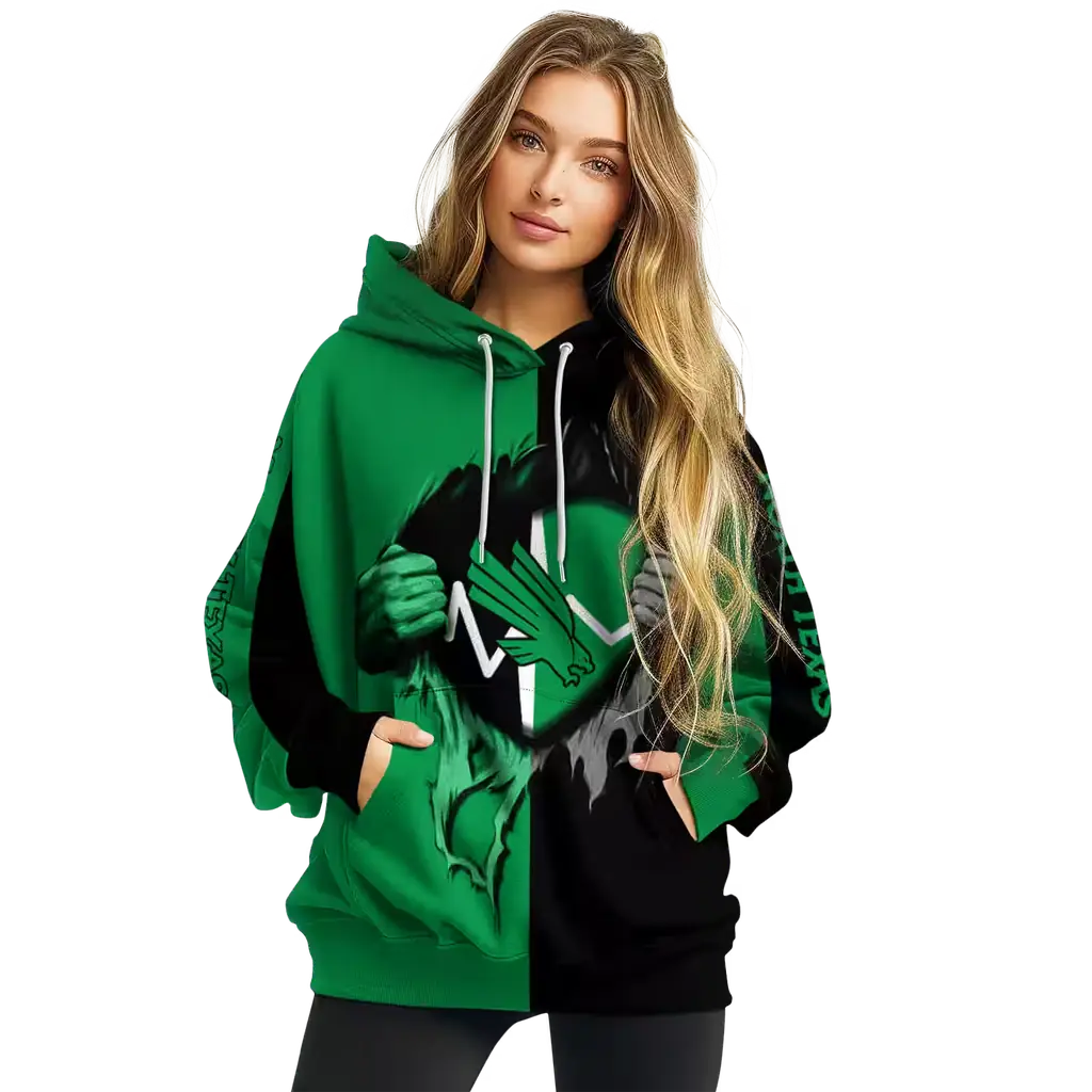north texas mean green heartbeat graphic green hoodie high quality north texas mean green heartbeat graphic green hoodie high quality