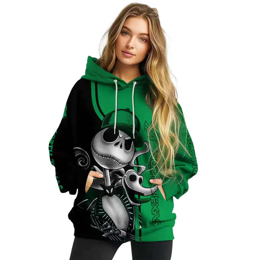 north texas mean green jack skellington green hoodie high quality north texas mean green jack skellington green hoodie high quality