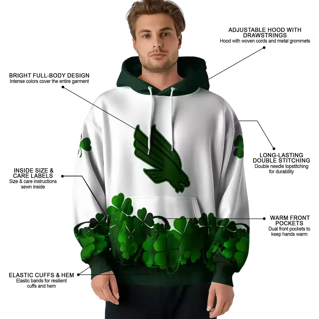 north texas mean green lucky motif white green hoodie latest model north texas mean green lucky motif white green hoodie latest model