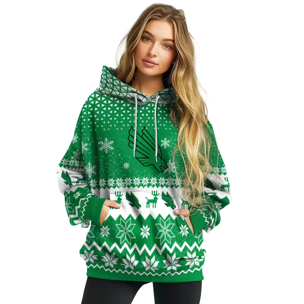 north texas mean green reindeer motif green hoodie high quality north texas mean green reindeer motif green hoodie high quality