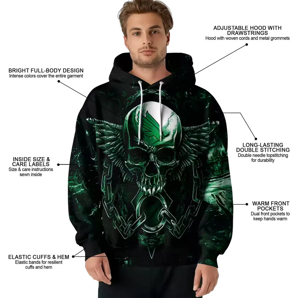 north texas mean green skull artwork green black hoodie latest model north texas mean green skull artwork green black hoodie latest model