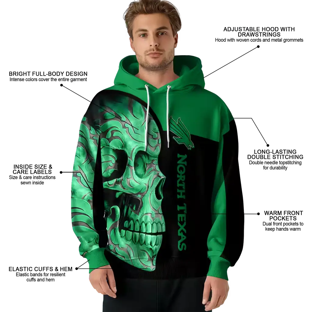 north texas mean green skull motif green black hoodie latest model north texas mean green skull motif green black hoodie latest model