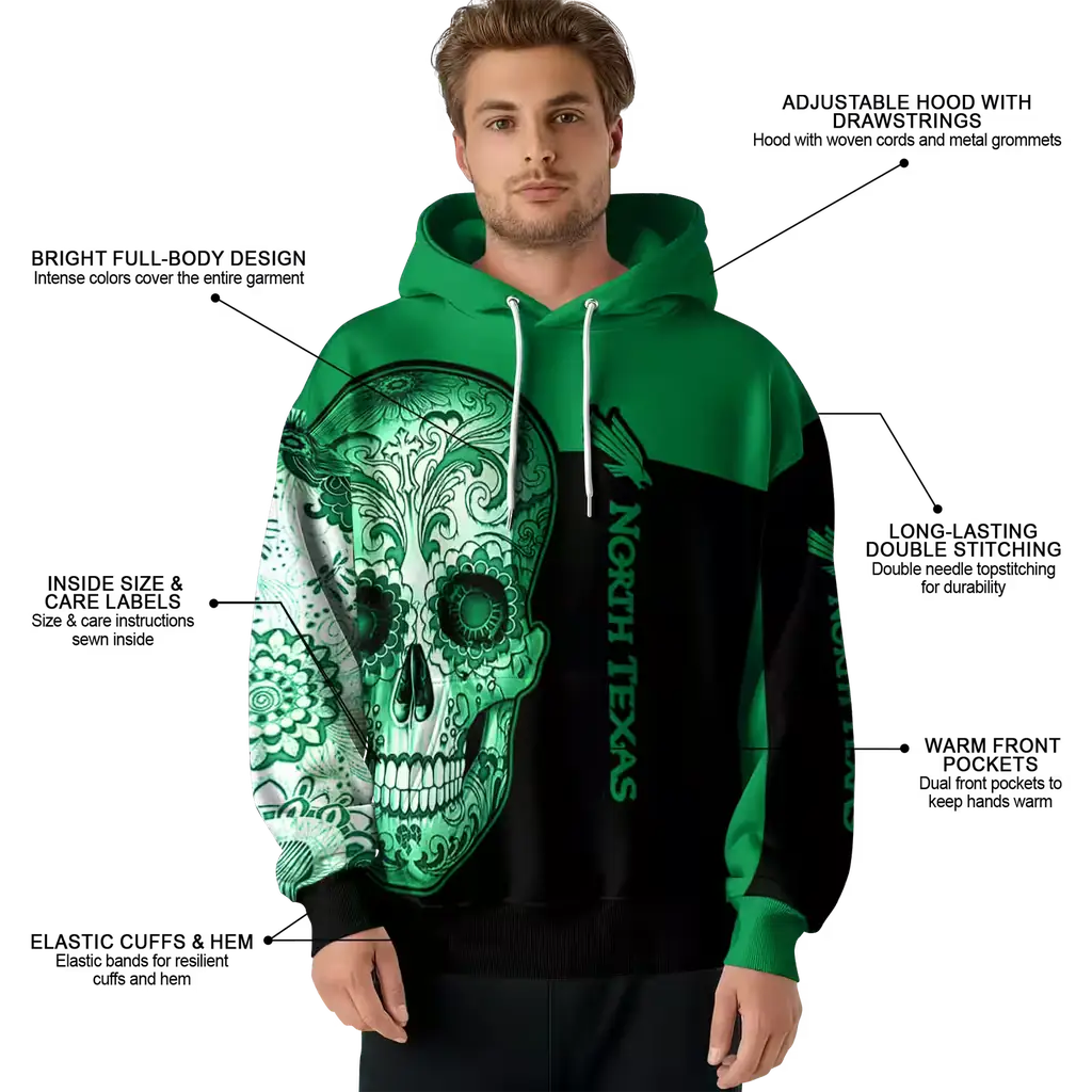 north texas mean green sugar skull green black hoodie latest model north texas mean green sugar skull green black hoodie latest model